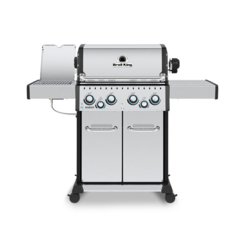 Plinski žar Broil King Baron S 490 IR s 4 Dual-Tube gorilniki, IR stranskim kuhalnikom in zadnjim gorilnikom za raženj