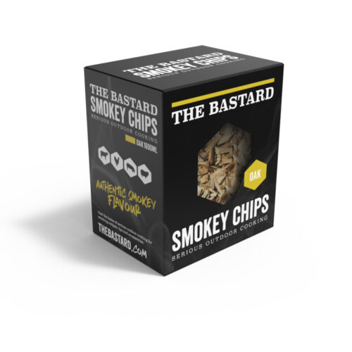 500g hrastovih čipsov za dimljenje The Bastard, primerno za vse vrste žarov.